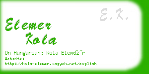 elemer kola business card